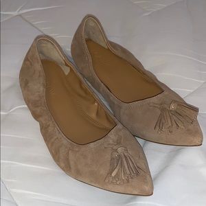Suede Jcrew tassel pointed shoes